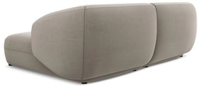 Divano angolare beige (con penisola a destra) con rivestimento in velluto Moana – Makamii