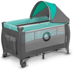 Lionelo - Culla da viaggio SVEN PLUS grigio/turchese