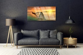 Quadro su vetro acrilico Mare, sole, ponte, paesaggio 100x50 cm