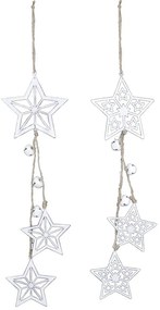 Set di 2 ornamenti pendenti bianchi con stelle - Ego Dekor