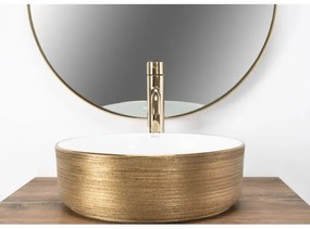 REA-U6630 - Lavabo da appoggio SAMI Ø 36 cm ceramica/bianco/oro spazzolato