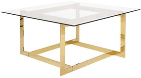 Tavolino in vetro dorato 80 x 80 cm CRYSTAL Beliani