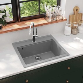 Lavello Da Cucina İn Granito Vasca Singola Grigio /