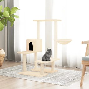 Albero per gatti con tiragraffi in sisal crema 94,5 cm