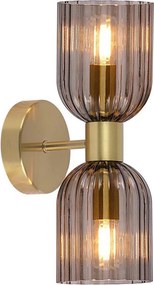 Lampada da parete PIEGA 2xE14/10W/230V ottone/nero fumé