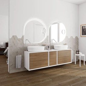 Mobile sottolavabo e lavabo Bellagio bianco/rovere tabacco L 176 x H 51 x P 46 cm 2 cassetti