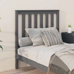 Testiera per letto grigia 96x6x101 cm in legno massello di pino