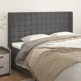Testiera Ad Orecchio Grigio 203x16x118/128 Cm İn Similpelle /