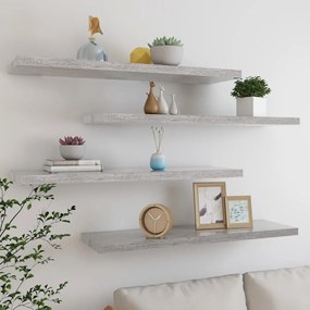 Scaffali A Parete 4 Pz Grigio Cemento 90x23,5x3,8 Cm İn Mdf /