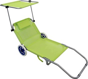 spiaggina prendisole pieghevole con ruote e tettuccio colore casuale cm 145 x 52 x 62 h