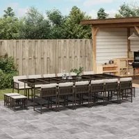 Set da Pranzo da Giardino 17 pz con Cuscini Marrone Polyrattan 3211545