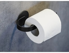 Porta carta igienica in metallo nero opaco autoportante Bivio - Wenko