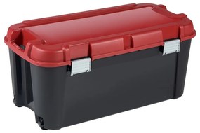 Scatola di plastica rossa e nera con coperchio 79,5x39,5x37 cm Totem - Curver