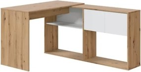 Scrivania Libreria Moderna Doppia Configurazione Reversibile Bianco E Rovere