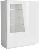 Vetrina 2 ante Moderna per Soggiorno E Sala Da Pranzo 120x43x146cm - GALAXIA Colore: bianco laccato lucido