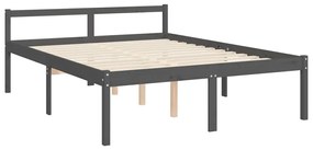 Letto per Anziani con Testiera Grigio 140x190 cm Legno Massello