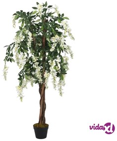 vidaXL Glicine Artificiale 1470 Foglie 200 cm Verde e Bianco