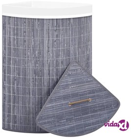vidaXL Cesto Portabiancheria Angolare in Bambù Grigio 60 L