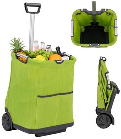 Costway 50L Carrello portaspesa pieghevole con 3 tasche e manomobile telescopica telaio in alluminio, Carrello da utilità Verde