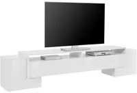 Mobile Porta Tv Moderno 210x35/45x45cm - APEX Colore: bianco laccato lucido