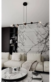 Lampadario a Sospensione in Acciaio e Vetro ROSSI 6 Nero 6xE14 Colore delle Sfere Trasparente