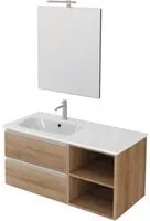 Mobile Bagno Sospeso 100 cm Lavabo e Specchio Bonussi Fenice Rovere Farnia