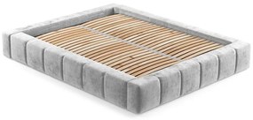 Letto matrimoniale imbottito grigio chiaro con spazio contenitivo e rete 180x200 cm Aruba L - Maison de Rêve