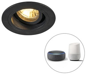 Faretto da incasso intelligente nero rotondo con WiFi GU10 - Chuck
