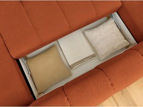 Divano angolare color mattone allungabile e con contenitore (penisola a sinistra/a U) Fuji – Bobochic Paris