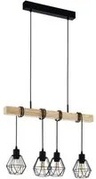 Lampada a Sospensione 4 Luci Legno Vintage Townshend 5 Eglo