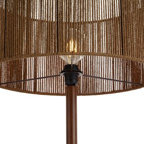 Lampada da terra in legno di noce con paralume in corda di carta marrone 50/50/25 - Mels
