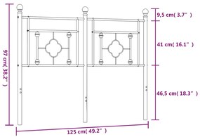 Testiera in Metallo Bianco 120 cm