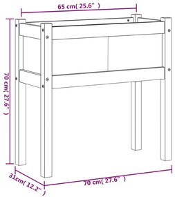 Fioriera da Giardino con Gambe 70x31x70 cm Legno Massello Pino