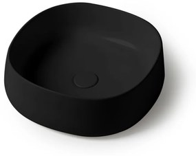 Lavabo da appoggio 42 cm con angoli stondati in ceramica nero opaco   Milos