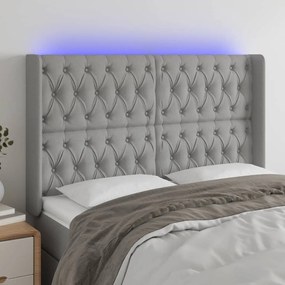 Testiera A Led Grigio Chiaro 163x16x118/128 Cm İn Tessuto /
