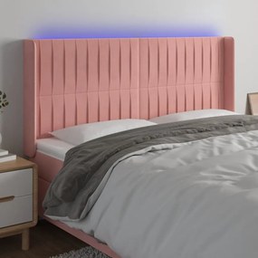 Testiera A Led Rosa 183x16x118/128 Cm İn Velluto /