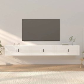Mobili porta tv a parete 3 pz bianco lucido 100x34,5x40 cm
