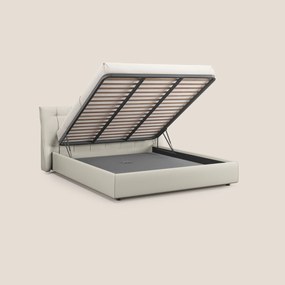 Clizia letto imbottito di design con vano contenitore in ecopelle impermeabile T04 bianco