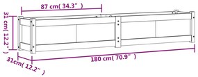 Fioriera da Giardino Bianca 180x31x31 cm Legno Massello di Pino