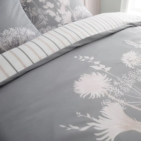 Set copripiumino e federa grigio per letto matrimoniale 200x200 cm Meadowsweet Floral – Catherine Lansfield