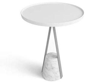 Antonio Lupi Halo2b Tavolino di design 40 Cm H.56 Con Struttura In Ottone bianco E base in Marmo Di Carrara