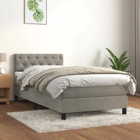 Giroletto A Molle Con Materasso Grigio Chiaro 80x200 Cm Velluto /