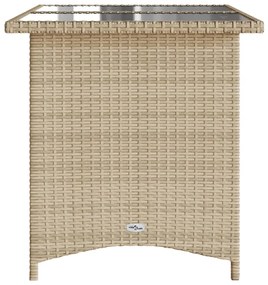 Tavolo da giardino piano in vetro beige 110x68x70 cm polyrattan