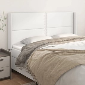 Testiera Ad Orecchio Bianco 163x16x118/128 Cm İn Similpelle /