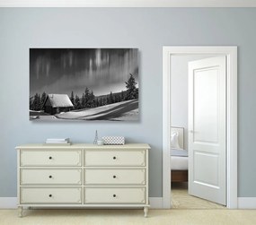 Stampa su tela – Paesaggio invernale fiabesco in bianco e nero
