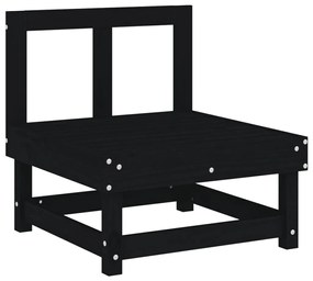 Set salotto da giardino 3 pz nero in legno massello di pino