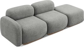 Chaise lounge componibile grigia (con penisola a destra) con rivestimento in bouclé Ailani – Makamii