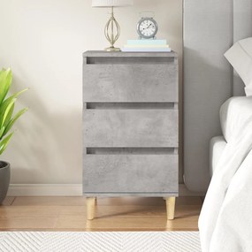 Comodino Grigio Cemento 40x35x70 Cm İn Legno Multistrato /