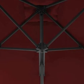 Ombrellone con Palo in Acciaio Rosso Bordò 250x250x230 cm