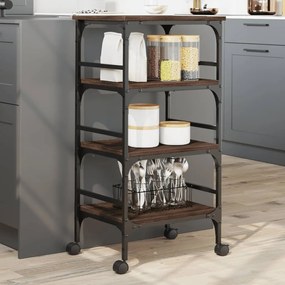 Carrello Cucina Rovere Marrone 45x35x89,5 Cm Legno Multistrato /